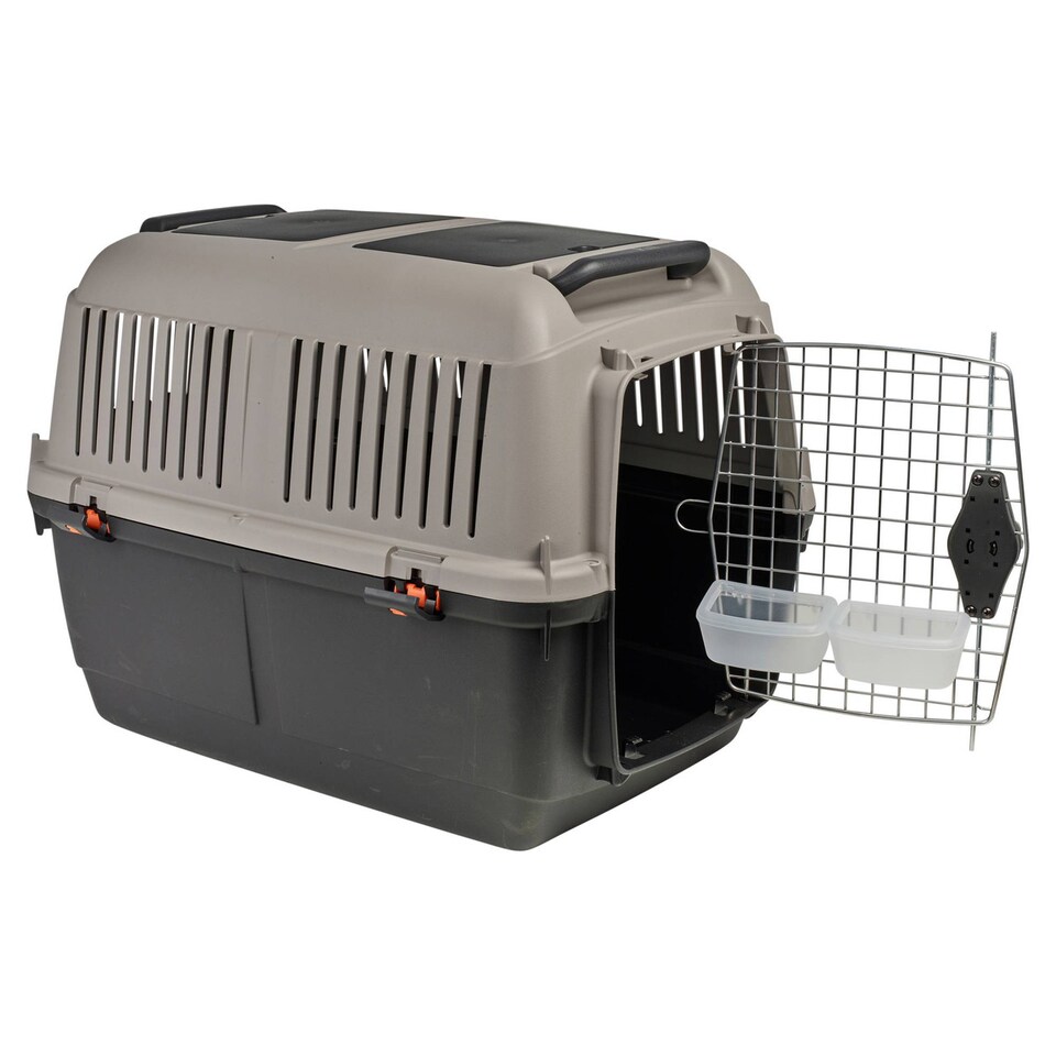 image 1 of Dog Pet Carrier Transporter Cage - Black & Grey - X- Large