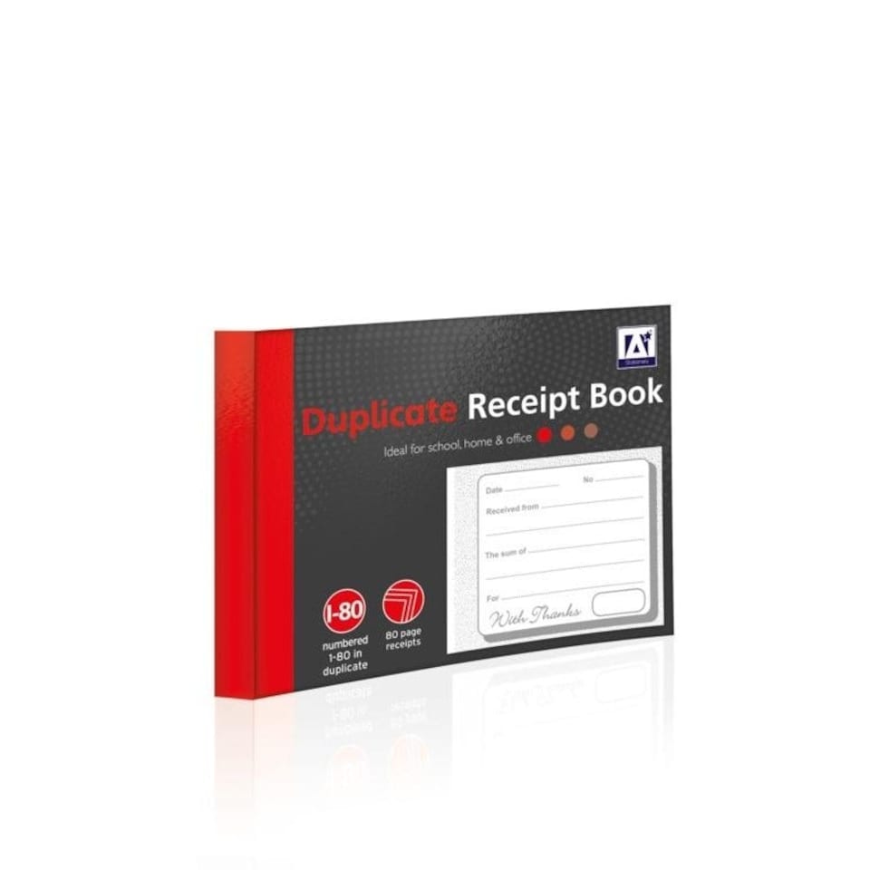 A Star Duplicate Receipt Book - Black/Red - One Size