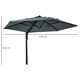 image 5 of Outsunny Wall-Mounted Parasol Patio Umbrella with Hand Dark Grey