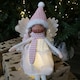 image 1 of 50cm Premier Christmas Lit Sitting Angel Decoration with Dangly Legs in Pink