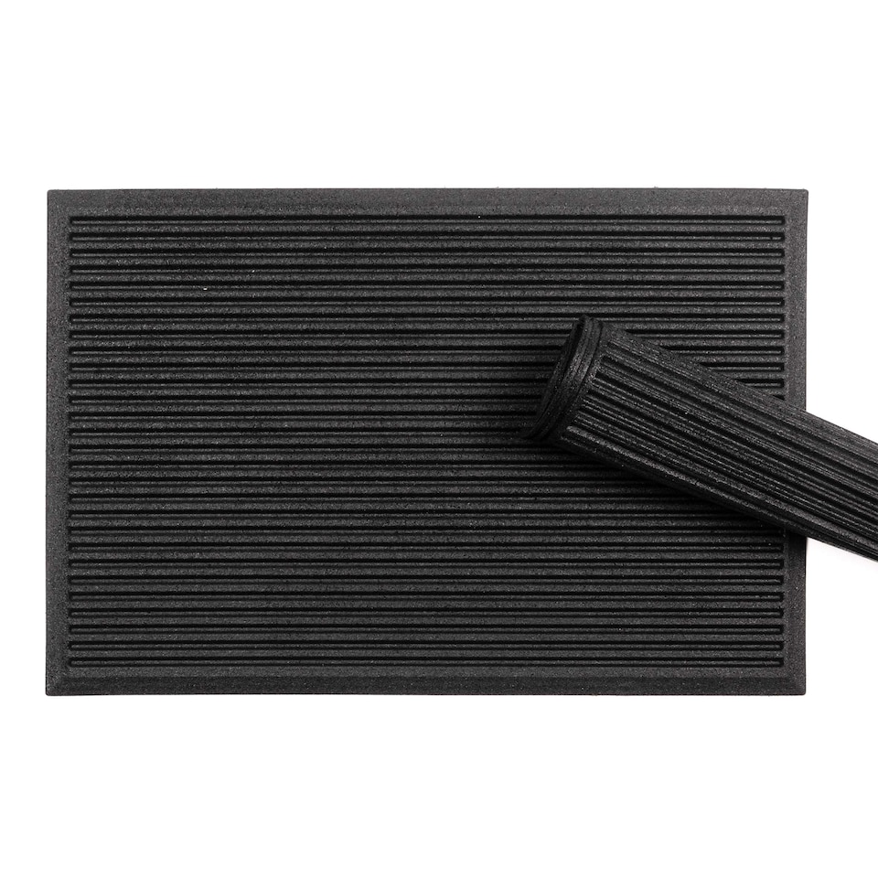 image 1 of Nicoman Ribbed Harmony Entrance Doormat 60x40cm | Black | 60x40cm