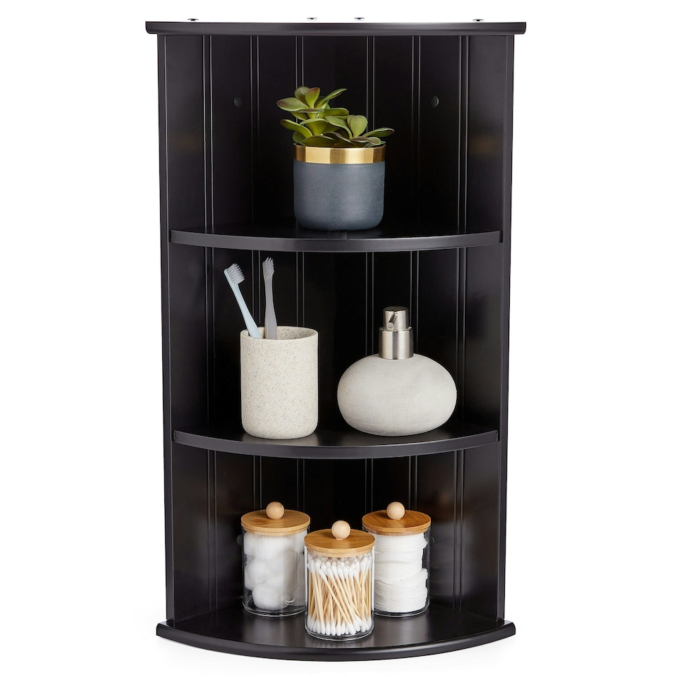 image 1 of VonHaus Shrewsbury Black Bathroom 3 Tier Corner Shelf