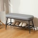 image 2 of HOMCOM Shoe Bench, PU Leather Shoe Storage Bench for Entryway, Grey Grey | Black