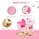 image 6 of HOMCOM 2-in-1 Baby Rocking Horse Ride On Elephant W/ Wheels Music, Pink