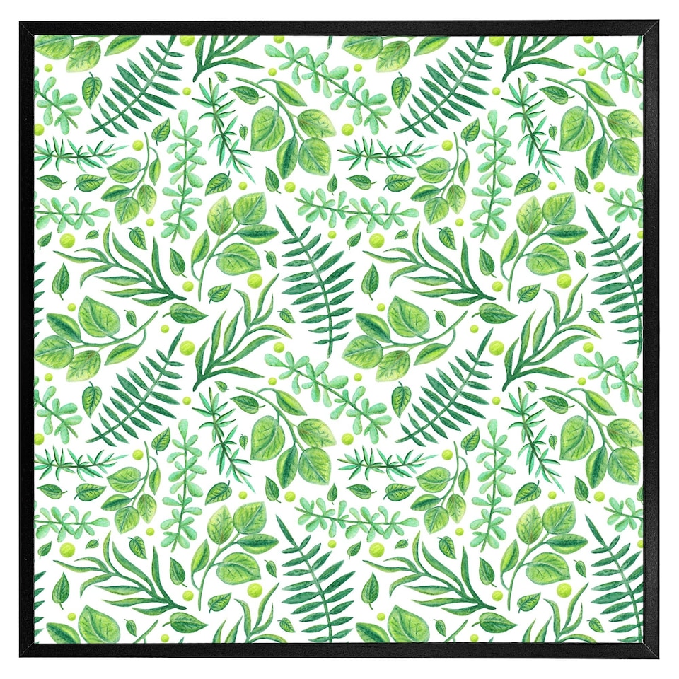 image 1 of Mixed green leaves (Picture Frame) Brown | Oak | XS