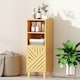 image 7 of HOMCOM Slim Bathroom Cabinet with Bamboo Door and Legs, Narrow Bathroom Storage Cabinet, Freestanding Storage Cupboard with Open Compartments, 32 x 30 x 90 cm, Natural Wood Finish