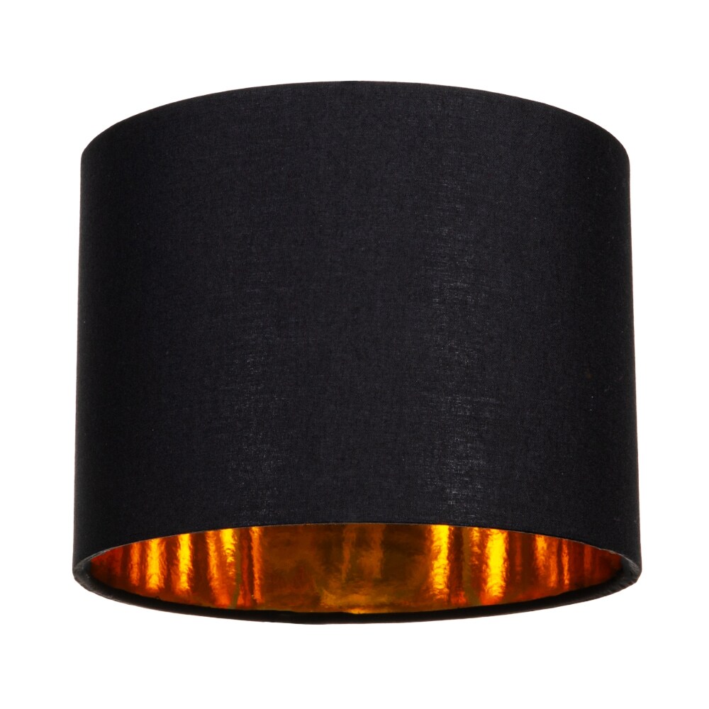 Modern Black Cotton Fabric Small 8 Inch Drum Lamp Shade with Shiny ...