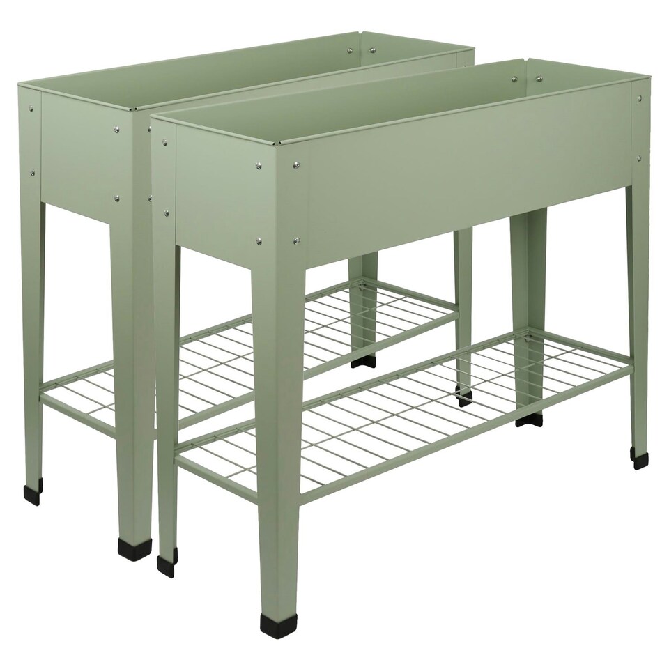 image 1 of Harbour Housewares Elevated Raised Garden Beds with Legs & Storage Shelf - Green - Pack of 2 Green