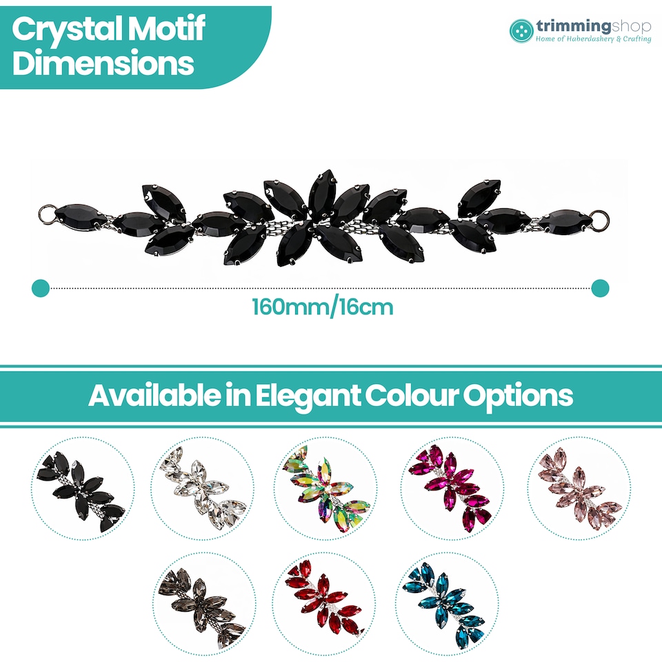 image 1 of 16 x 2.5cm Crystal Rhinestone Diamante Sew-On Motif Applique Patch