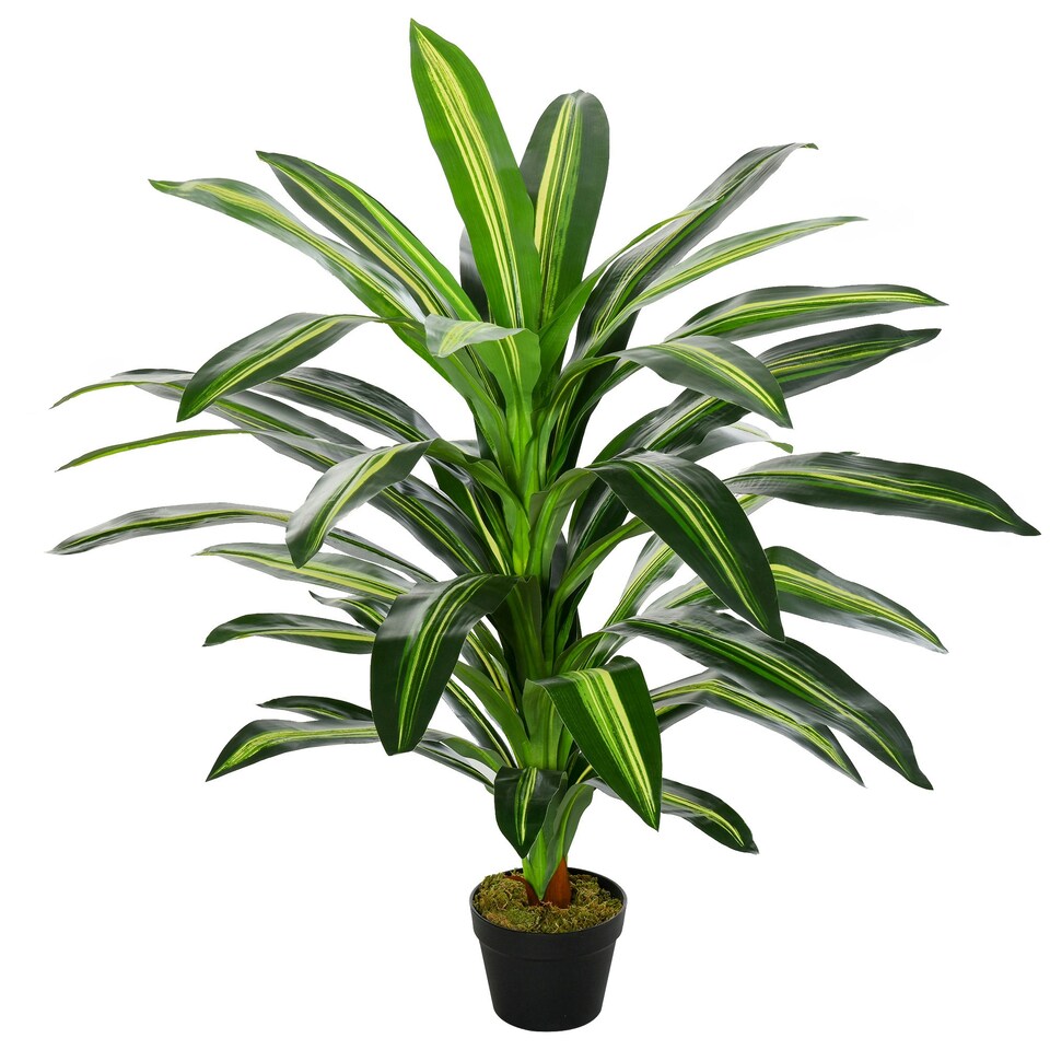 image 1 of Outsunny 110cm/3.6FT Artificial Dracaena Plant Fake Tree Potted Home Office