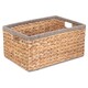 image 1 of Large Water Hyacinth With Grey Rope Border Rectangular Storage Basket | Brown | Brown