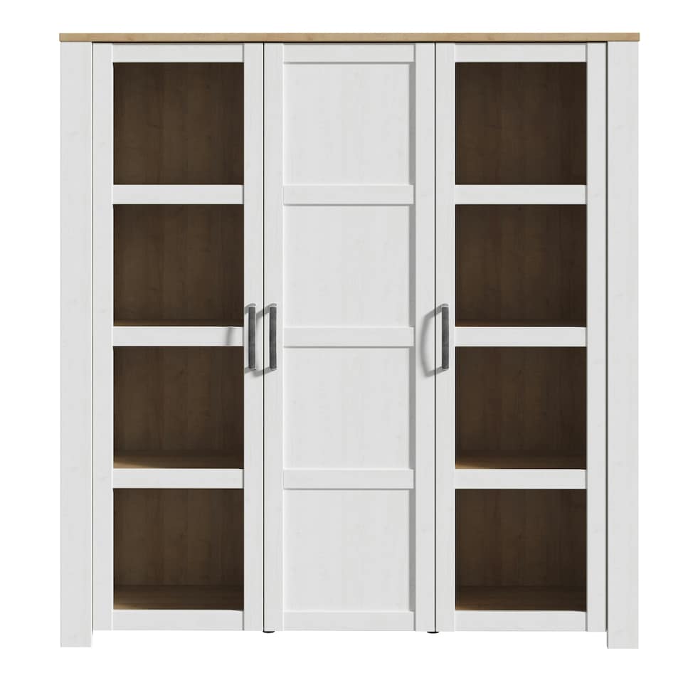 image 1 of Bohol Large Display Cabinet inc. 4x LED Lights in Riviera Oak/White