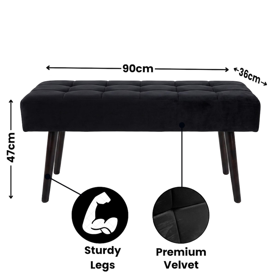 image 1 of Dining Set Of 5 Dining Table Set with 4 black Velvet Chairs And 1 Black Bench Dining Room Furniture