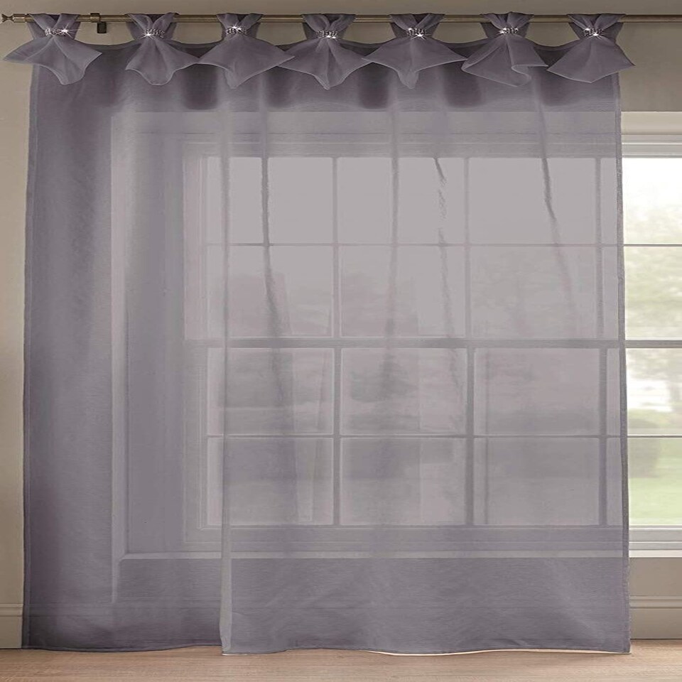 image 1 of Tiara Dolly Voile Tab Top Curtain Panel - Silver - 145cm x 229cm