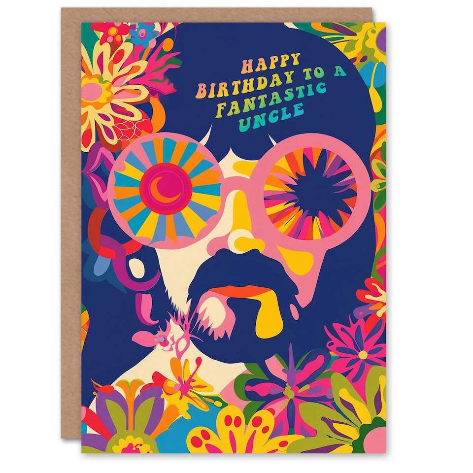 image 1 of Fantastic Hippy Flower Power Hippie 1960S Uncle Birthday Card