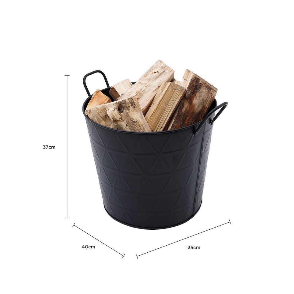image 1 of Yew Small Fireside Log Bucket Contemporary Design Iron Matte Black