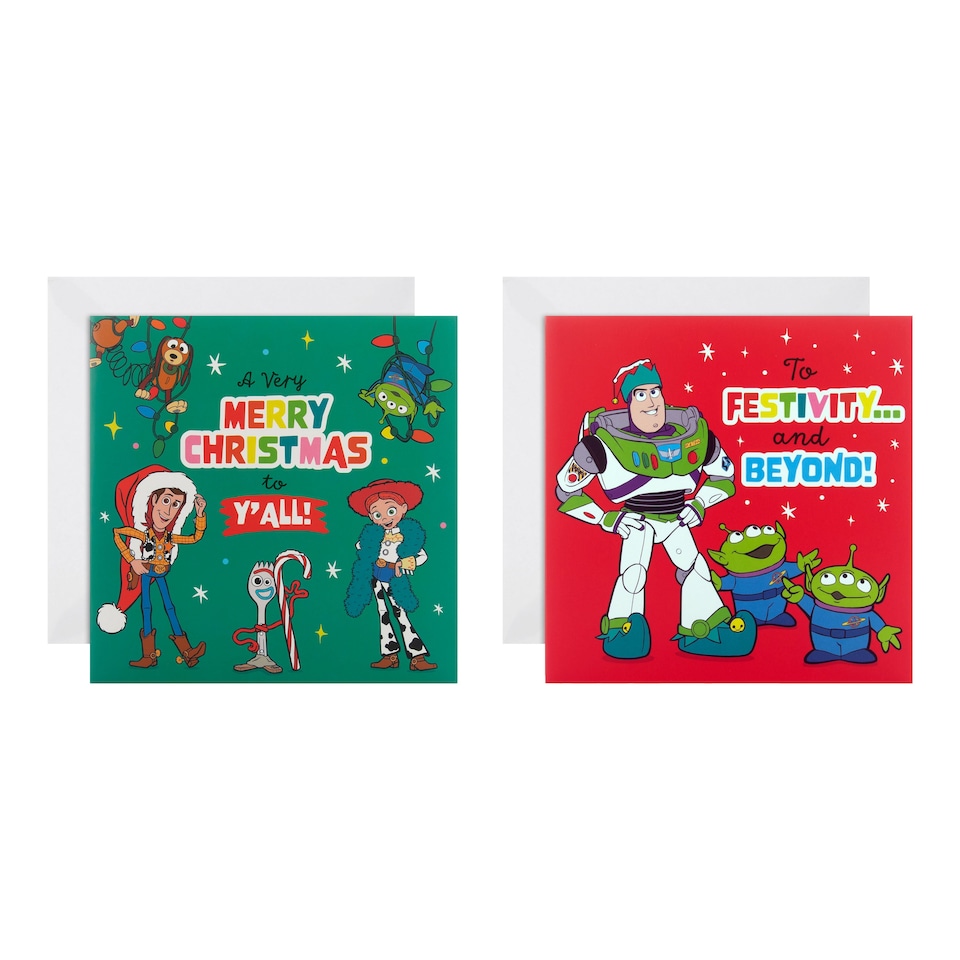 image 1 of Hallmark Pack Of 10 Christmas Cards - 2 Fun Disney Pixar Toy Story Designs