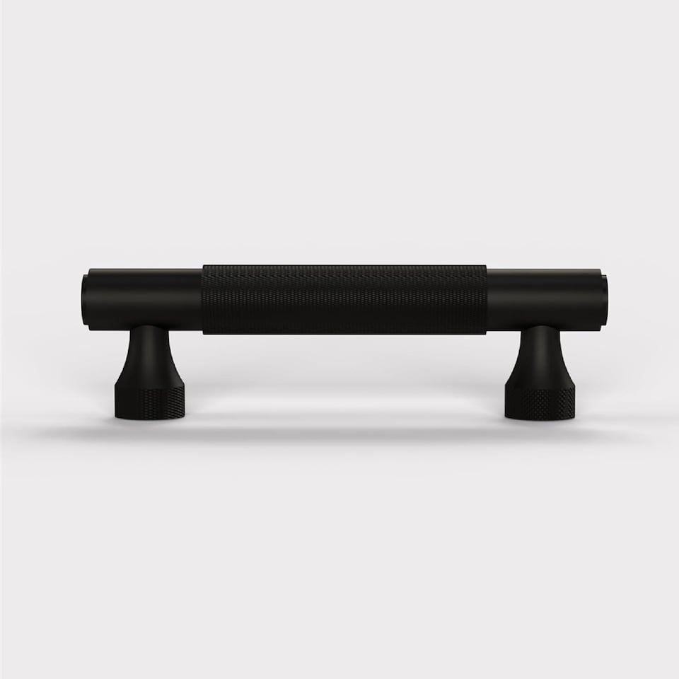 image 1 of Pushka Home Solid Brass Knurled Bar Handle 224mm - Black