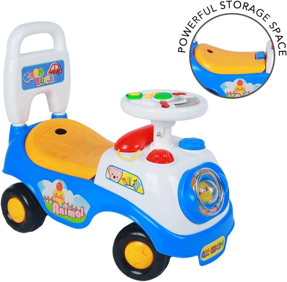 image 1 of Alivio Kids First Ride On Car with Sounds & Storage Box Non-Slip Wheels (Blue)