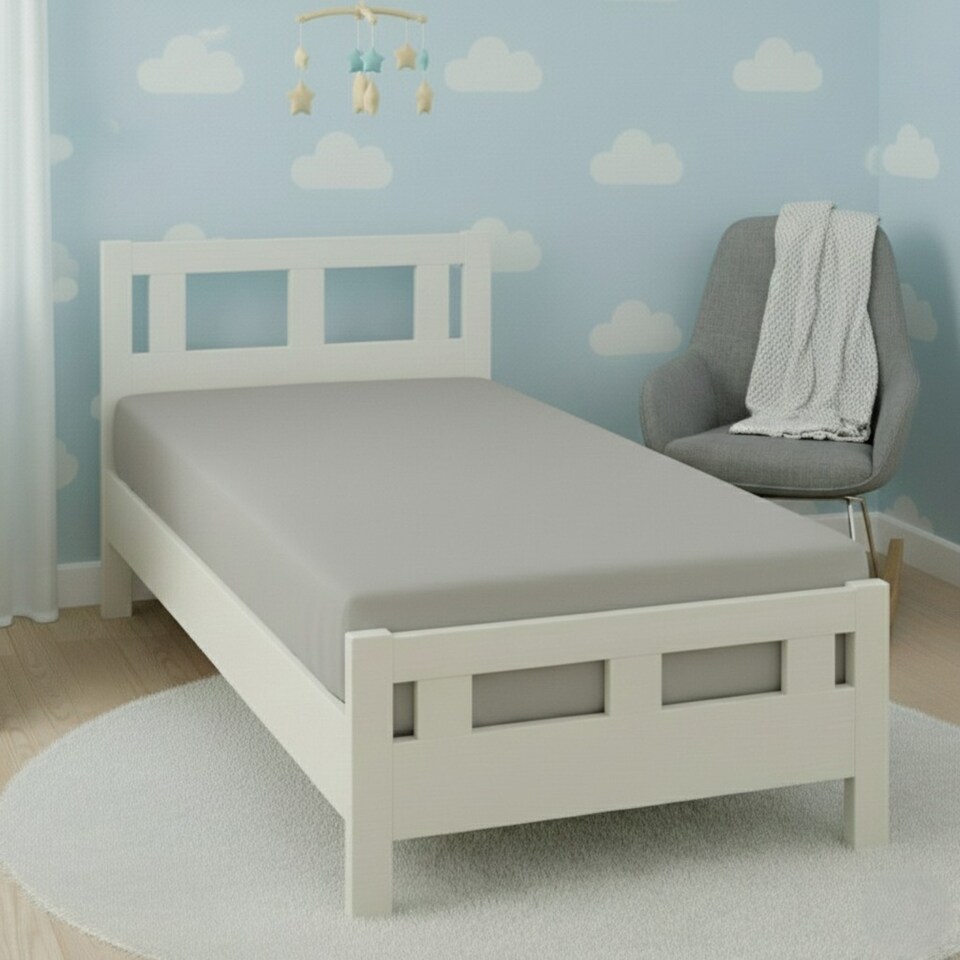 image 1 of Flannelette Cot Bed Fitted Sheet Soft Brushed Cotton Bedding Comfort | Grey | Cot Bed