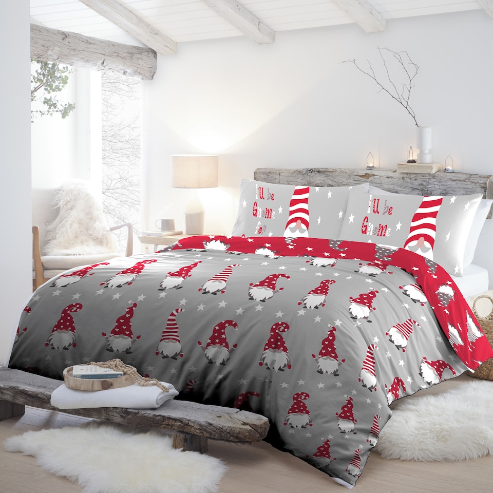 image 1 of Fusion Gnome For Christmas Duvet Cover Set Silver