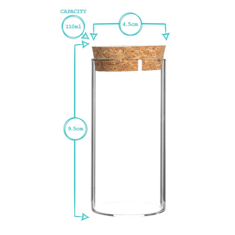 image 1 of Argon Tableware Glass Storage Jars with Cork Lids - 110ml - Pack of 3