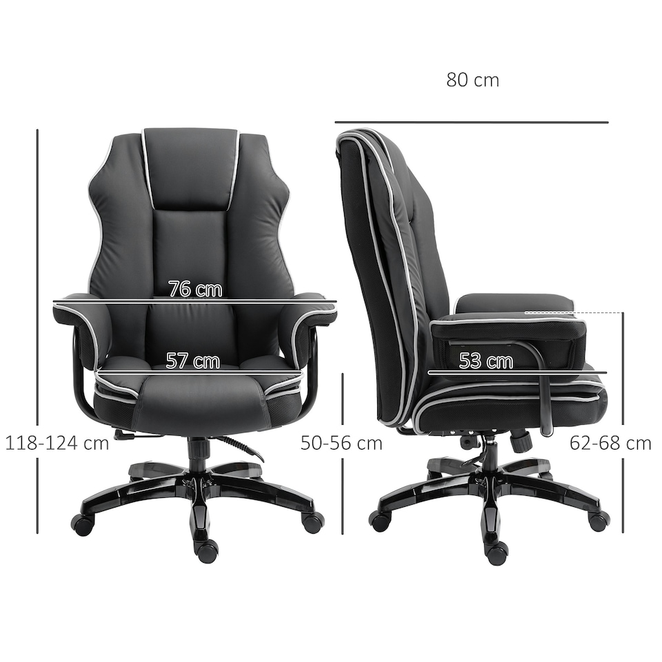 image 1 of Vinsetto High Back Office Chair with Height Adjustable, Reclining, Black