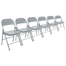 Harbour Housewares Metal Folding Chairs - Matt Grey - Pack of 6 | Grey | Matt Grey