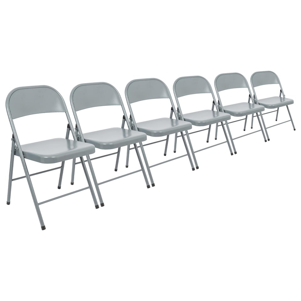 image 1 of Harbour Housewares Metal Folding Chairs - Matt Grey - Pack of 6 | Grey | Matt Grey