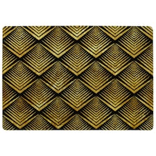 Golden Geometric Flower Pattern (Rug) Gold | Large: 140x200cm