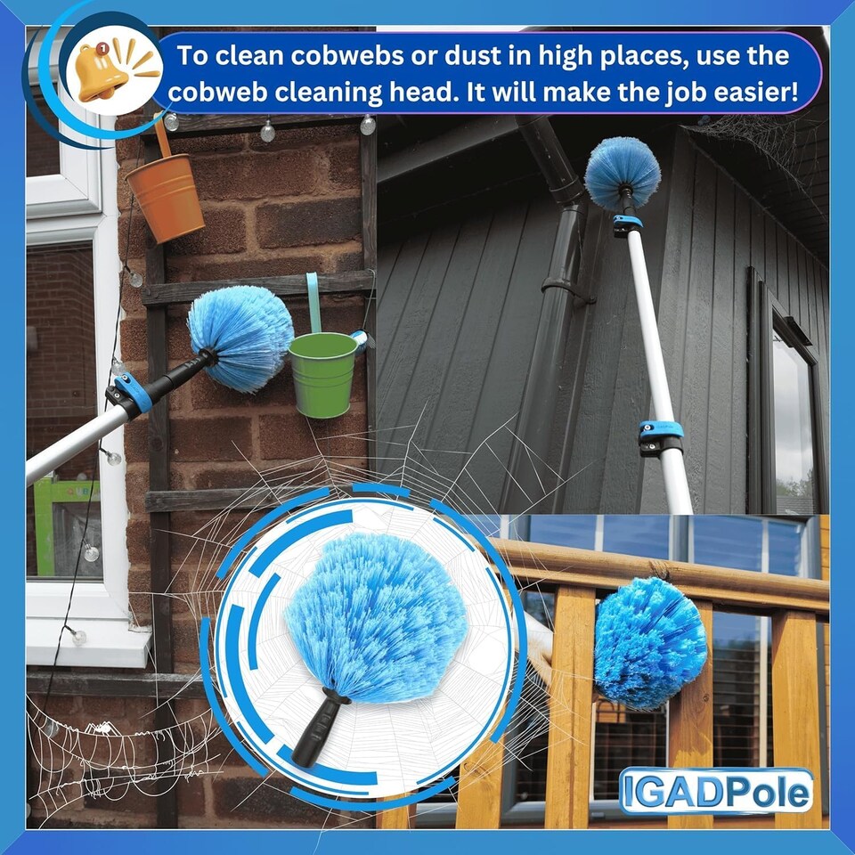 image 1 of IGAD Pole 5m (17ft) Dusting Set: Extension Pole, Squeegee and 3 Dusting Attachments