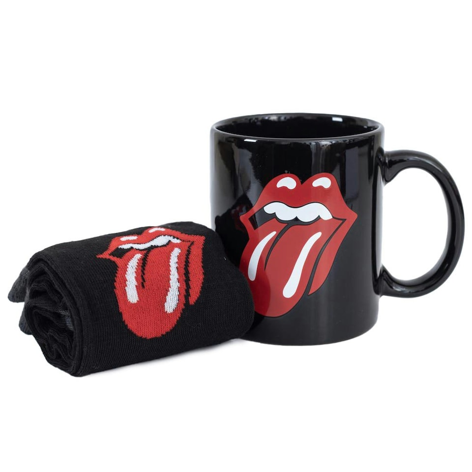 image 1 of The Rolling Stones Mug and Sock Set - Black/Red - 7 UK-11 UK