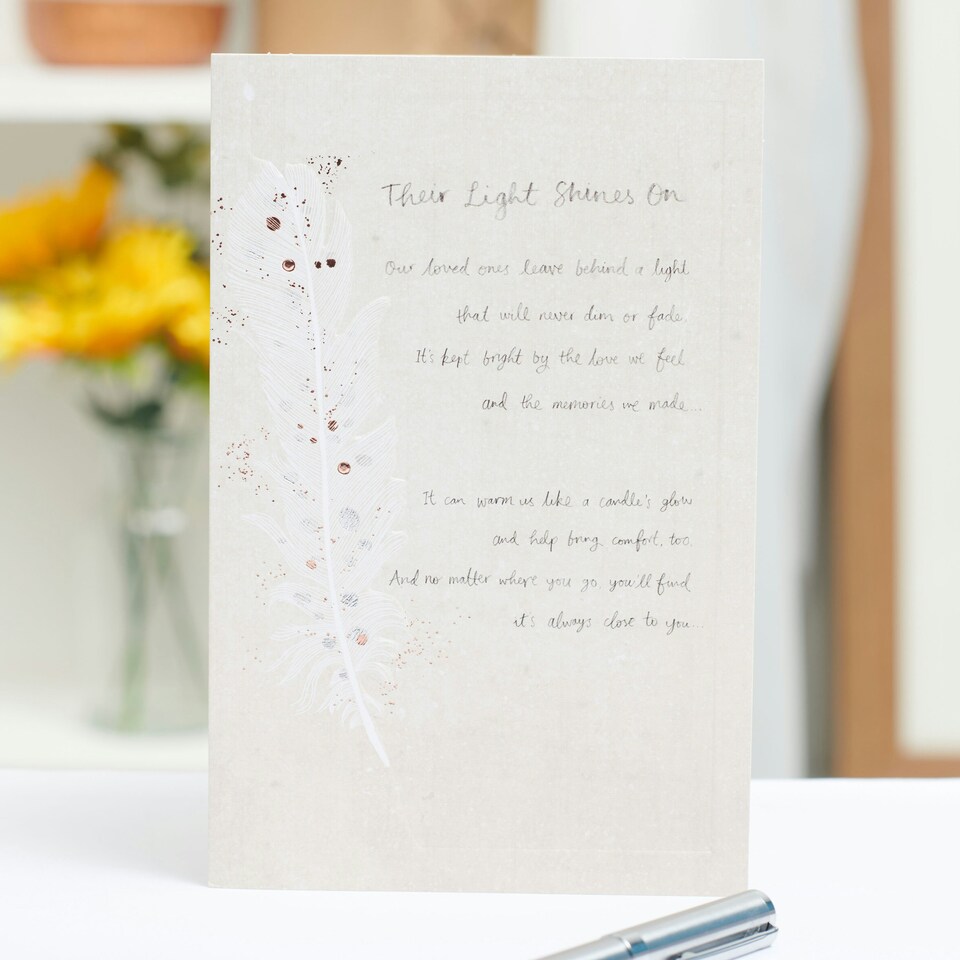 image 1 of UK Greetings | Sympathy/Thinking of You Card | Condolences/Bereavement | Her/Him | Feather Design | With Envelope