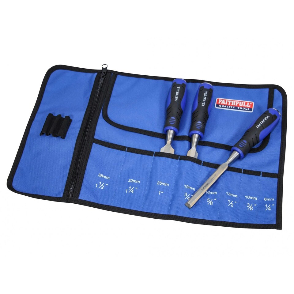 image 1 of Faithfull Chisel Roll - Multi Colour - 8 Pocket, 32 x 50cm Multi