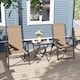 image 8 of Outsunny 3 Pieces Garden Bistro Set, Folding Table and Chairs Set, Metal Garden Furniture Set with Cup Holders for Outdoor, Patio, Balcony, Khaki | Brown