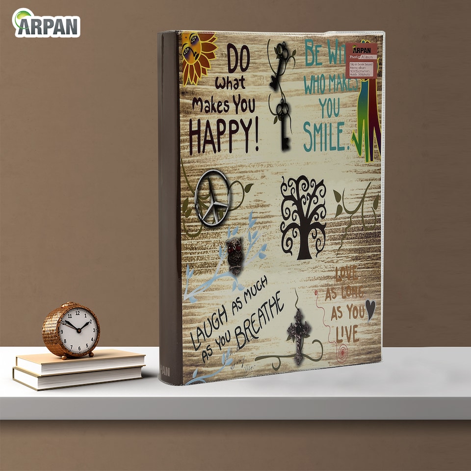 image 1 of ARPAN Slip In Case Memo Photo Album for 300 Photos 4x6" (10x15cm) – Hardcover Picture Album with Memo Writing Space for Family, Wedding & Travel Memories