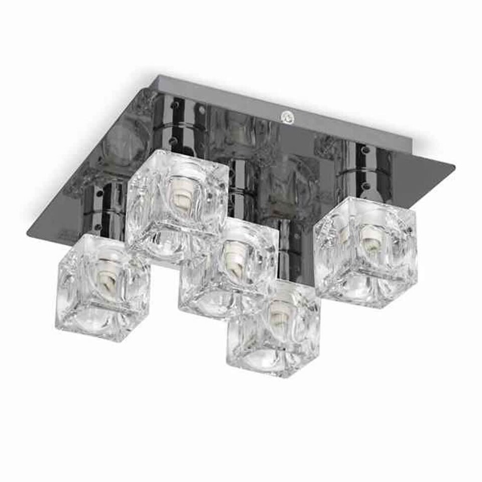 image 1 of ValueLights Modern Black Chrome Ice Cube 5 Way Flush Ceiling Spotlight | Black