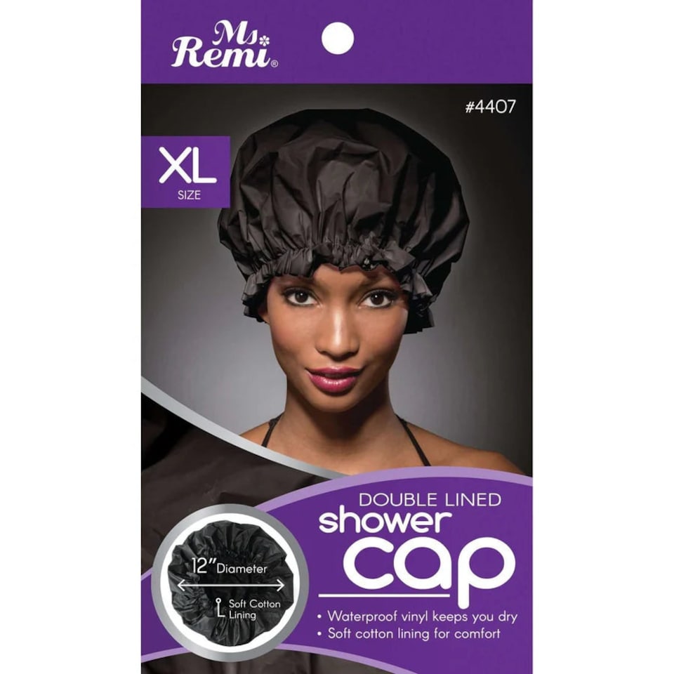 image 1 of Annie Ms. Remi Deluxe Double Lined Shower Cap XL Black 4407 X Large / Black Black