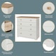 image 3 of Colorado 4 Drawer Chest - White Painted Wood Bedroom Storage Cabinet with Oak Effect Top | White | White | 1