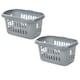 image 1 of 1 x Silver Plastic Laundry Utility Hipster Basket For Transporting Washing Clothes Silver