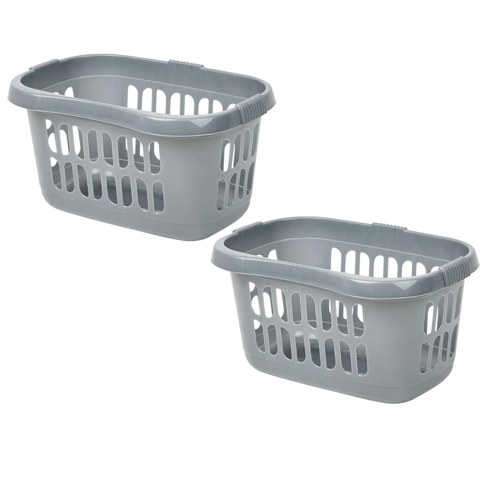 image 1 of 1 x Silver Plastic Laundry Utility Hipster Basket For Transporting Washing Clothes Silver