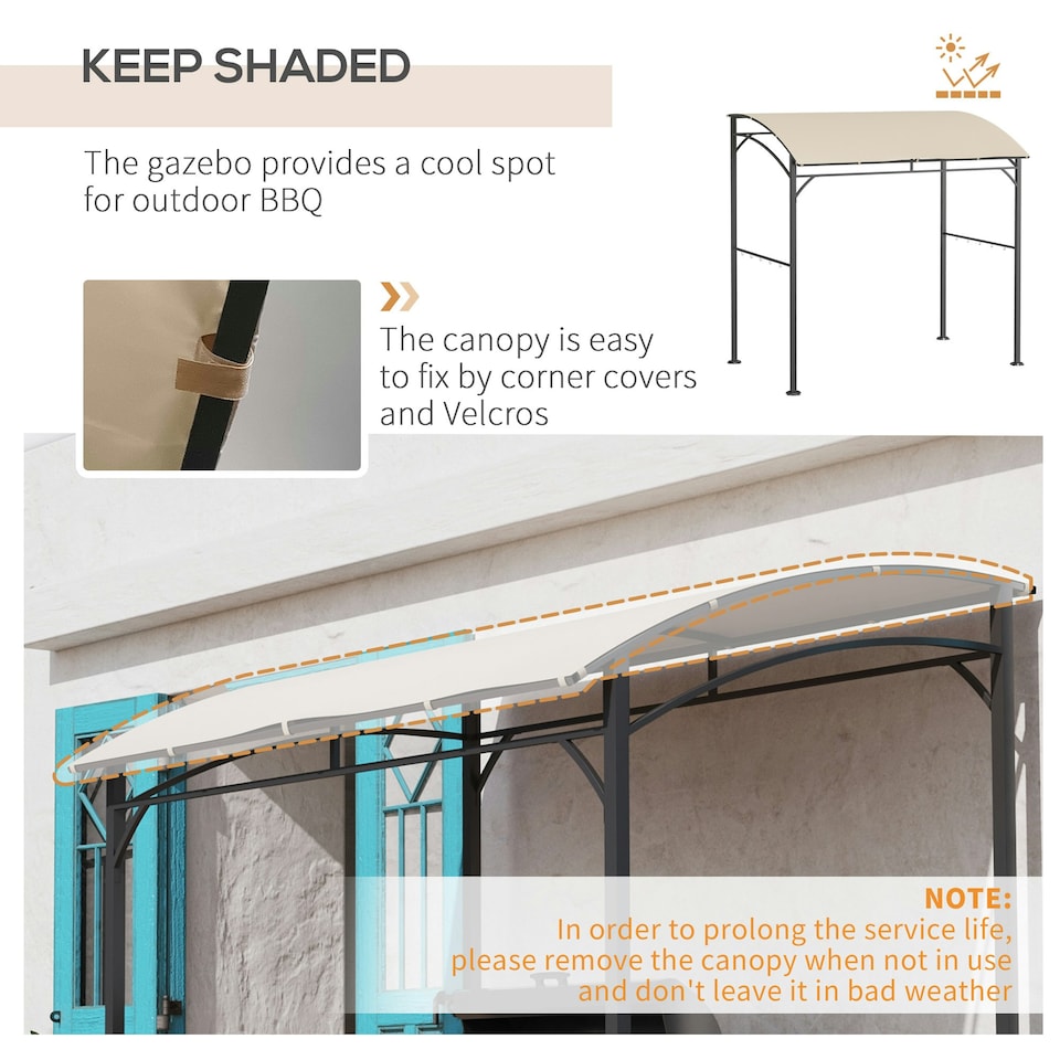 image 1 of Outsunny 2.2 x 1.5 m BBQ Gazebo Tent Sun Shade with Canopy, Beige