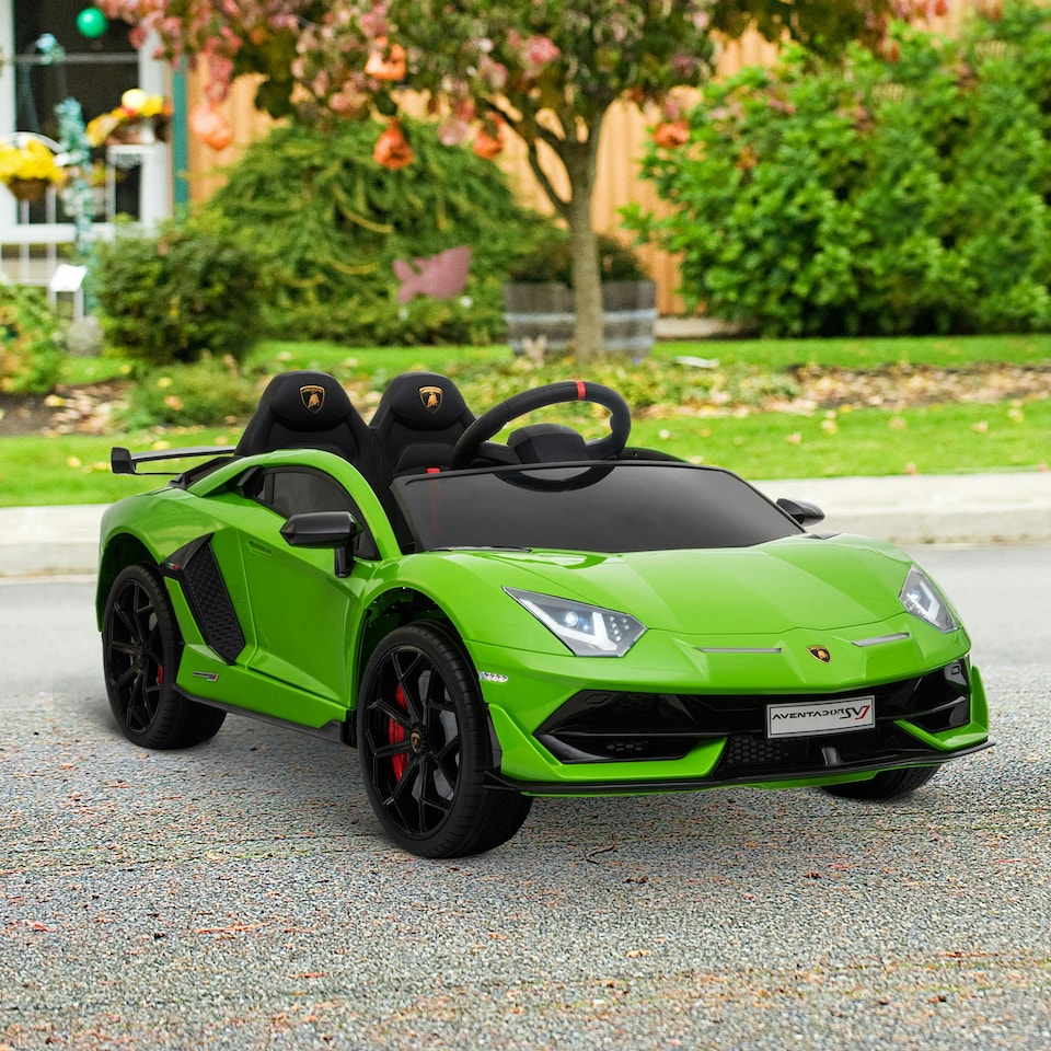 image 1 of HOMCOM Lamborghini SVJ 12V Ride-On Car w/ Lights Music Remote 3-8 Yrs Green