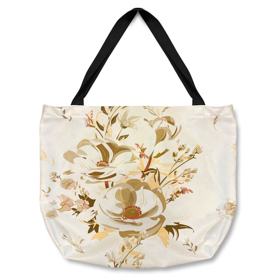 Golden Flower Print Tote bat | Multi