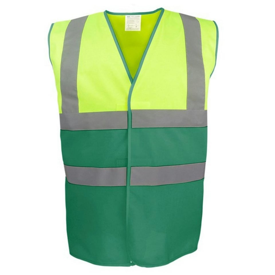 Yoko Unisex Adult Two Tone Hi-Vis Vest - Yellow/Paramedic Green - L