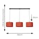 image 3 of ValueLights Reni Rust Drum Shade 3 Drop Bar Matte Black Diner Ceiling Light with LED Bulbs Black