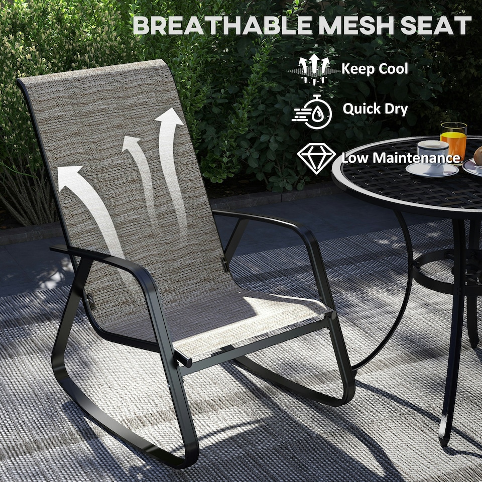 image 1 of Outsunny Garden Rocking Chairs with Armrests, High Back, Grey | Multi | One Size
