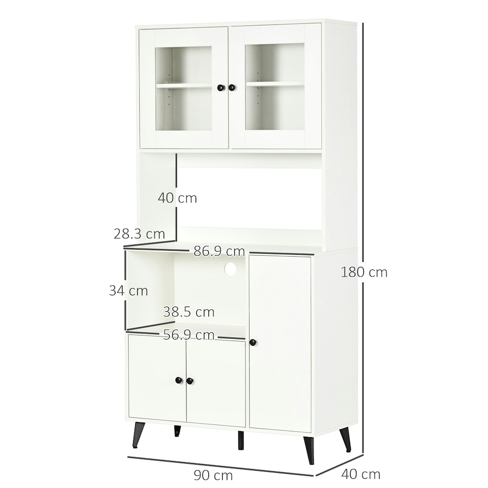 image 1 of HOMCOM Freestanding Kitchen Storage Cabinet Cupboards Adjustable Shelves White