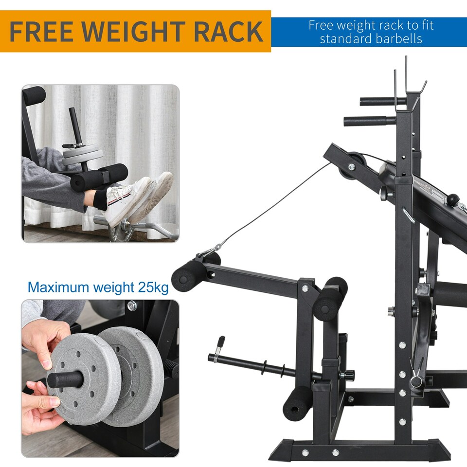 image 1 of HOMCOM Multi-Exercise Full-Body Weight Bench with Bench Press & Leg Extension