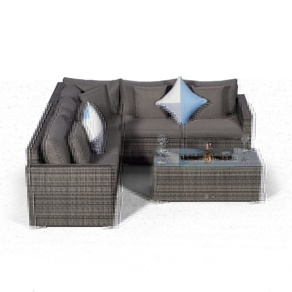 image 1 of Havana 5 Seat Rattan Corner Sofa Set with Drinks Cooler Coffee Table Grey | Grey